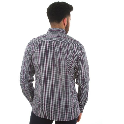 Pre-dyed Squares Long Sleeve Casual Shirt